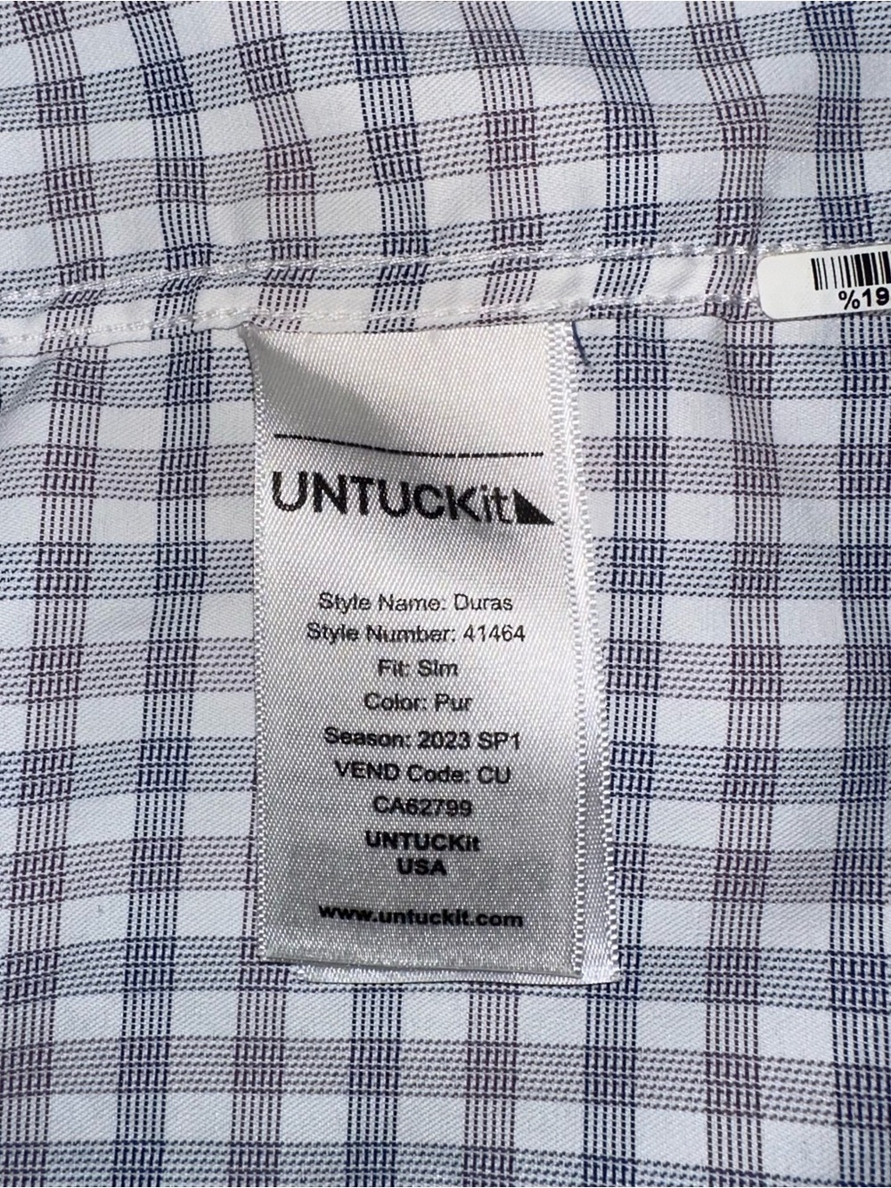 UNTUCKit Duras Slim Fit Button Down Shirt Plaid Men's Small Performance - Picture 4 of 6